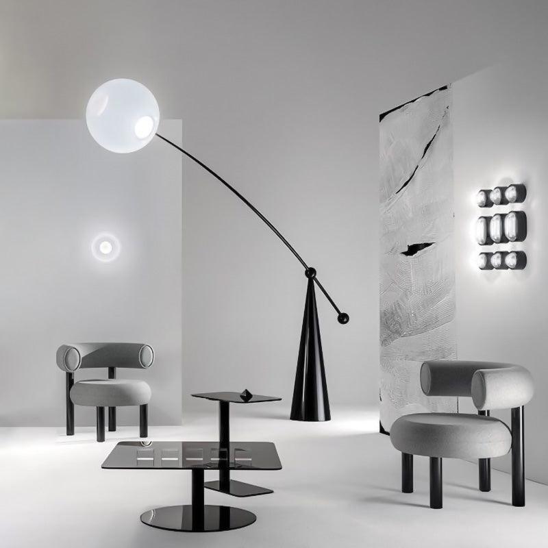 Opal Arc Floor Lamp with LED, Black Metal, Indoor Use