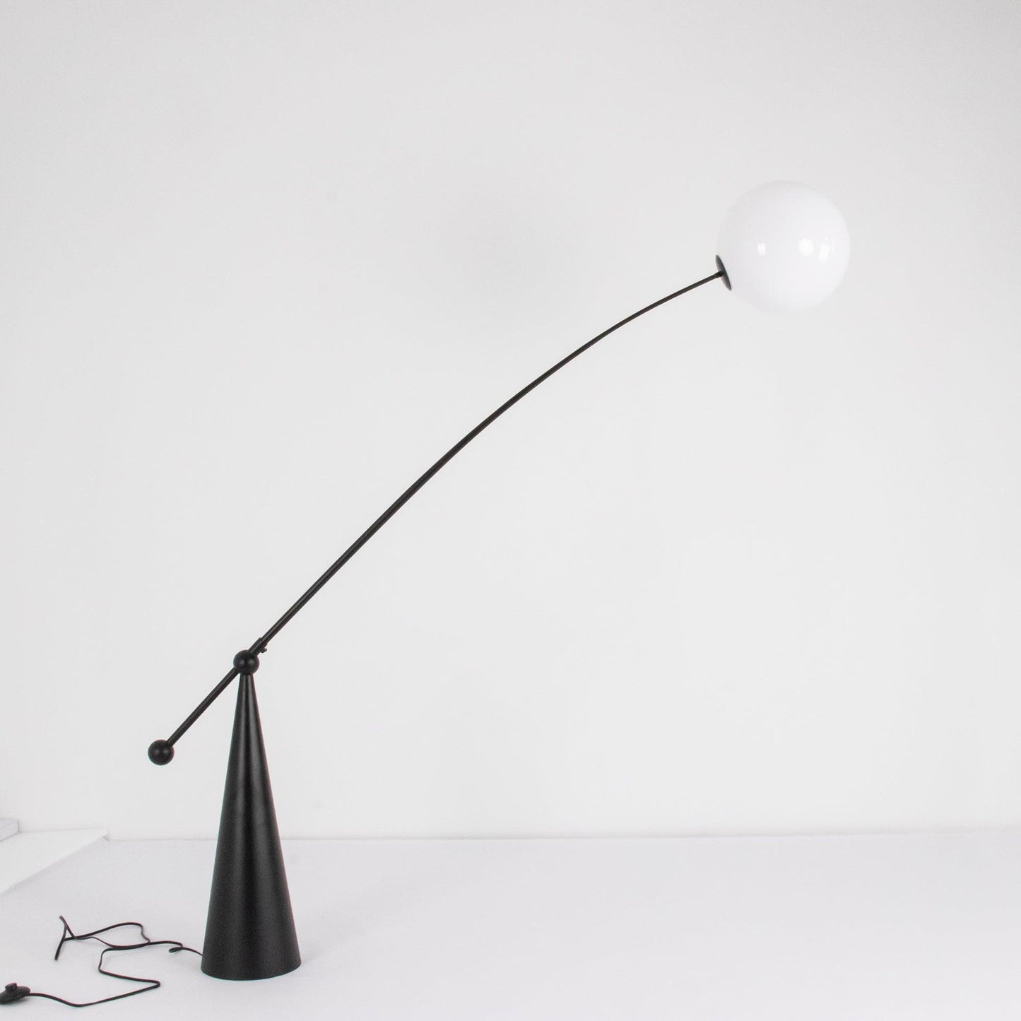 Opal Arc Floor Lamp with LED, Black Metal, Indoor Use