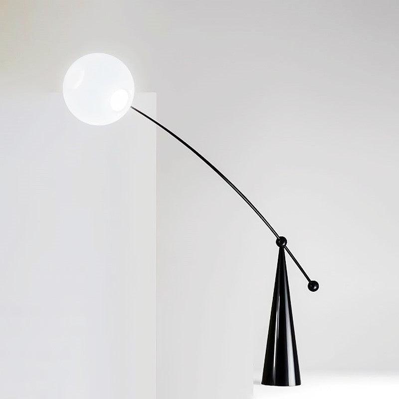 Opal Arc Floor Lamp with LED, Black Metal, Indoor Use