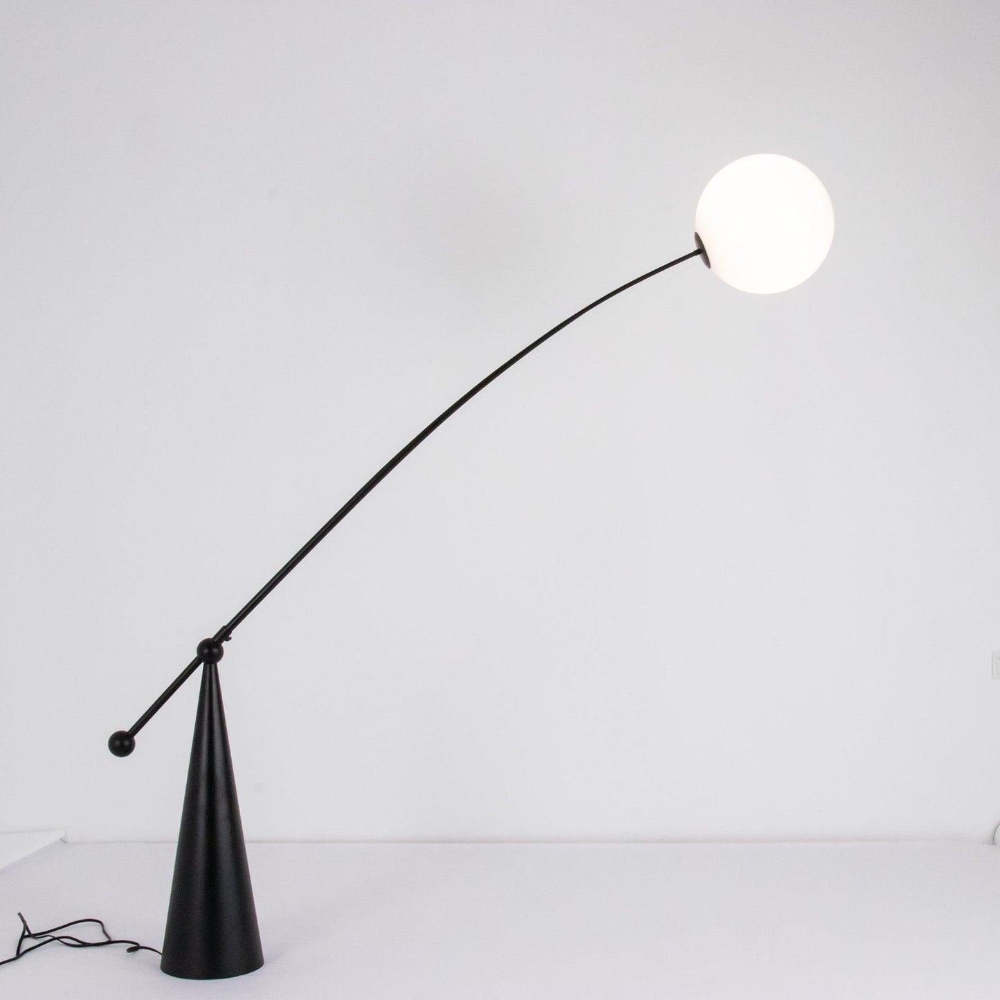 Opal Arc Floor Lamp with LED, Black Metal, Indoor Use
