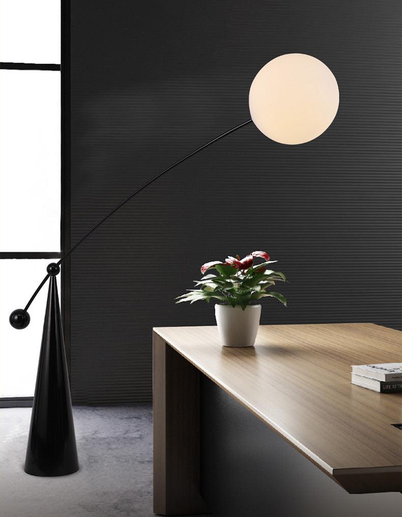 Opal Arc Floor Lamp with LED, Black Metal, Indoor Use