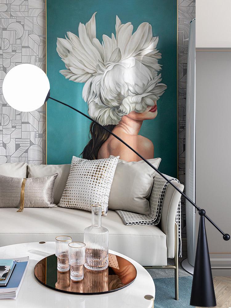 Opal Arc Floor Lamp with LED, Black Metal, Indoor Use