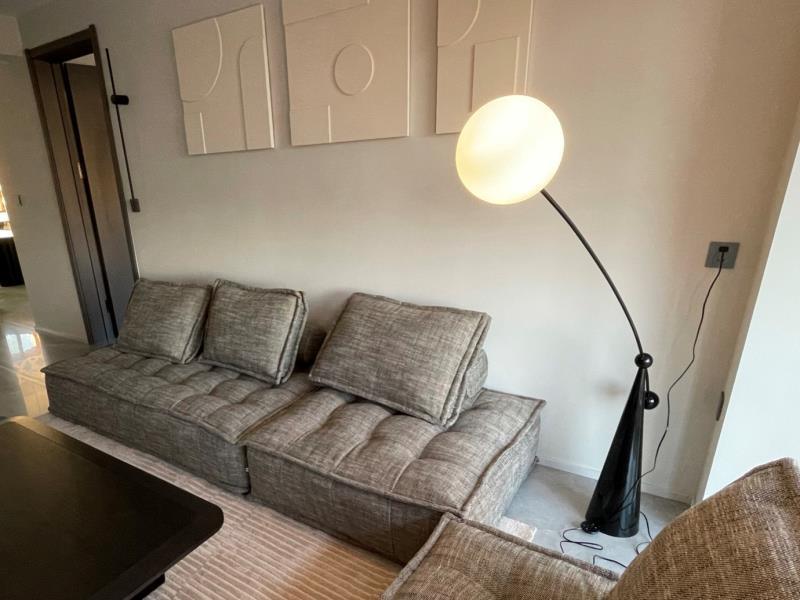 Opal Arc Floor Lamp with LED, Black Metal, Indoor Use