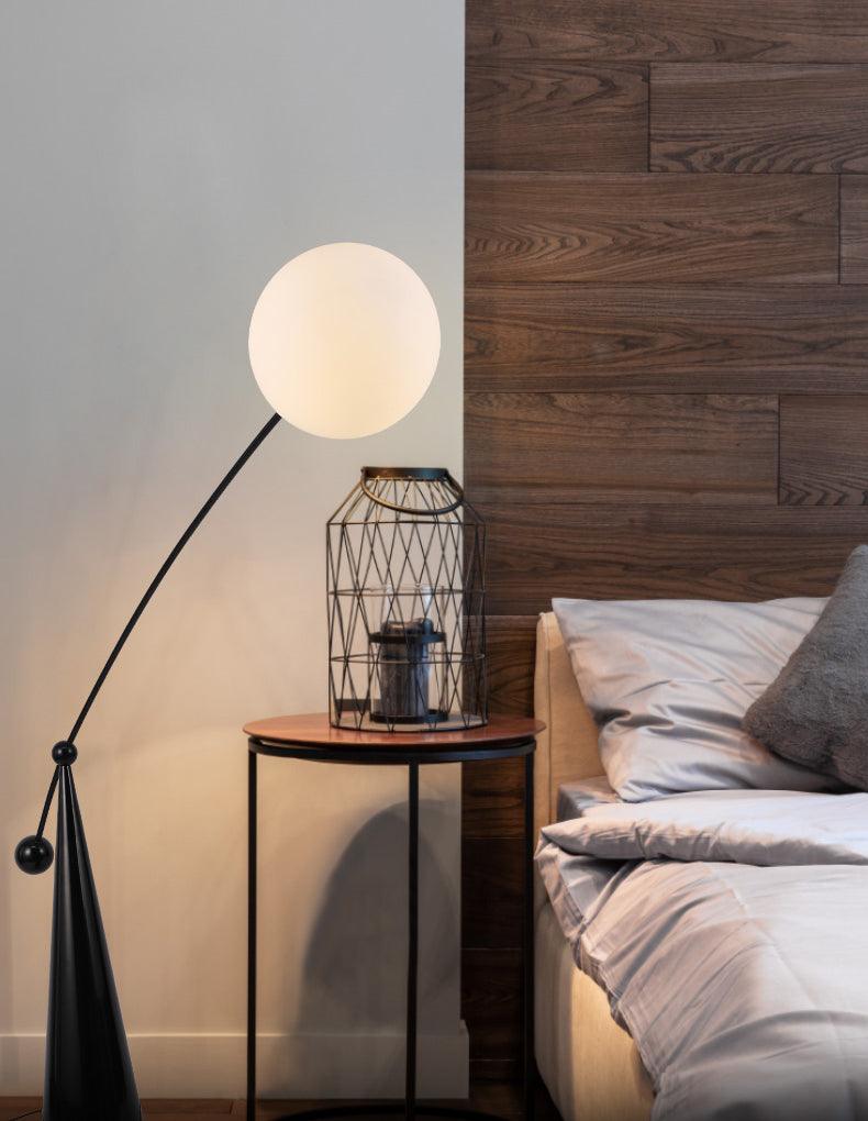 Opal Arc Floor Lamp with LED, Black Metal, Indoor Use