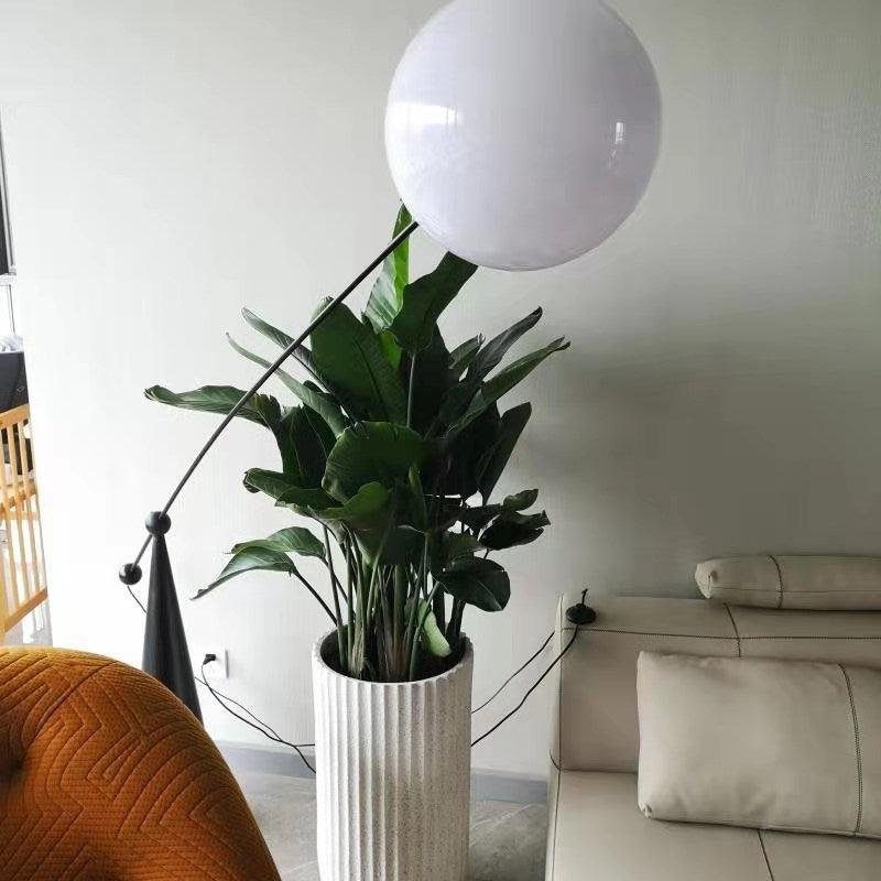 Opal Arc Floor Lamp with LED, Black Metal, Indoor Use