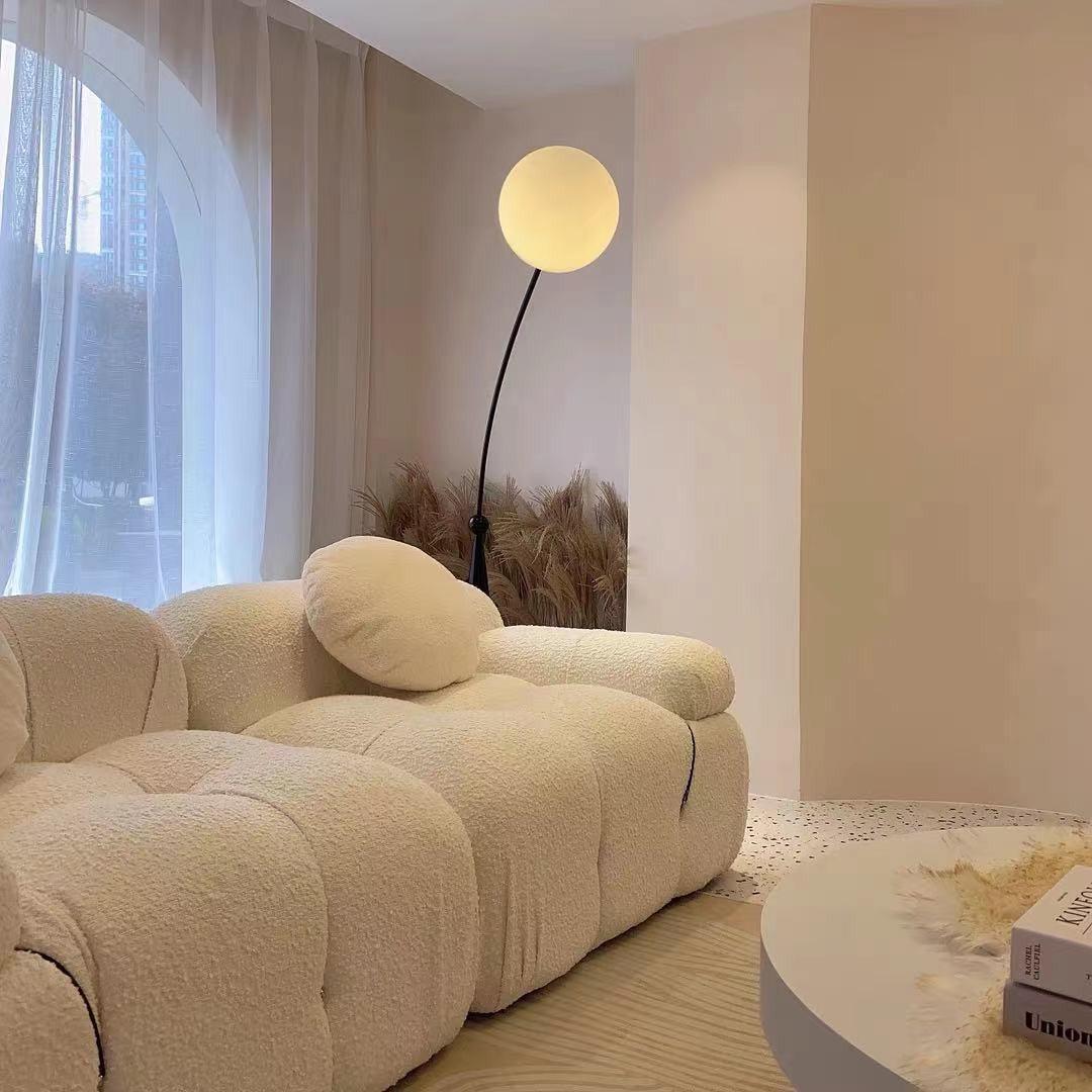 Opal Arc Floor Lamp with LED, Black Metal, Indoor Use