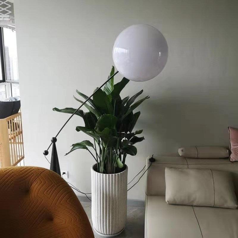 Opal Arc Floor Lamp with LED, Black Metal, Indoor Use