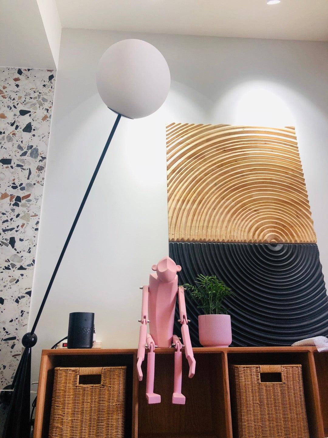 Opal Arc Floor Lamp with LED, Black Metal, Indoor Use