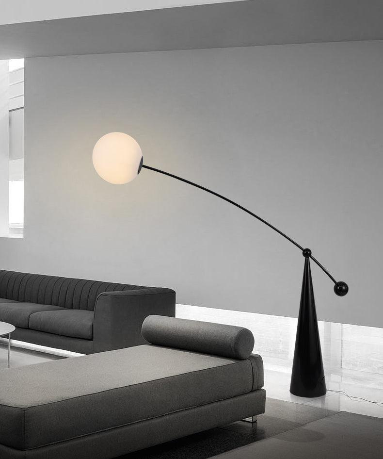 Opal Arc Floor Lamp with LED, Black Metal, Indoor Use