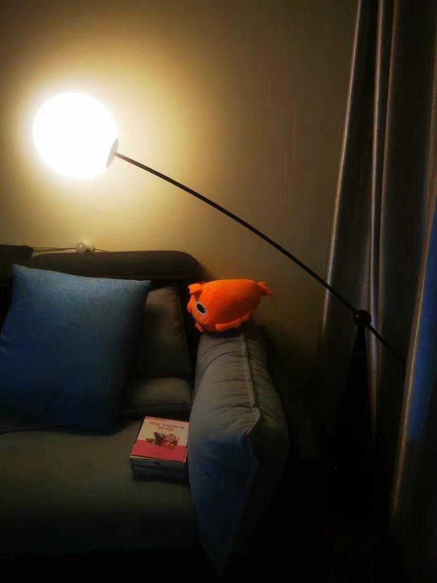 Opal Arc Floor Lamp with LED, Black Metal, Indoor Use