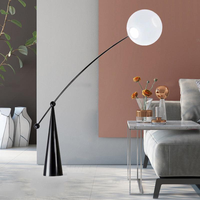 Opal Arc Floor Lamp with LED, Black Metal, Indoor Use