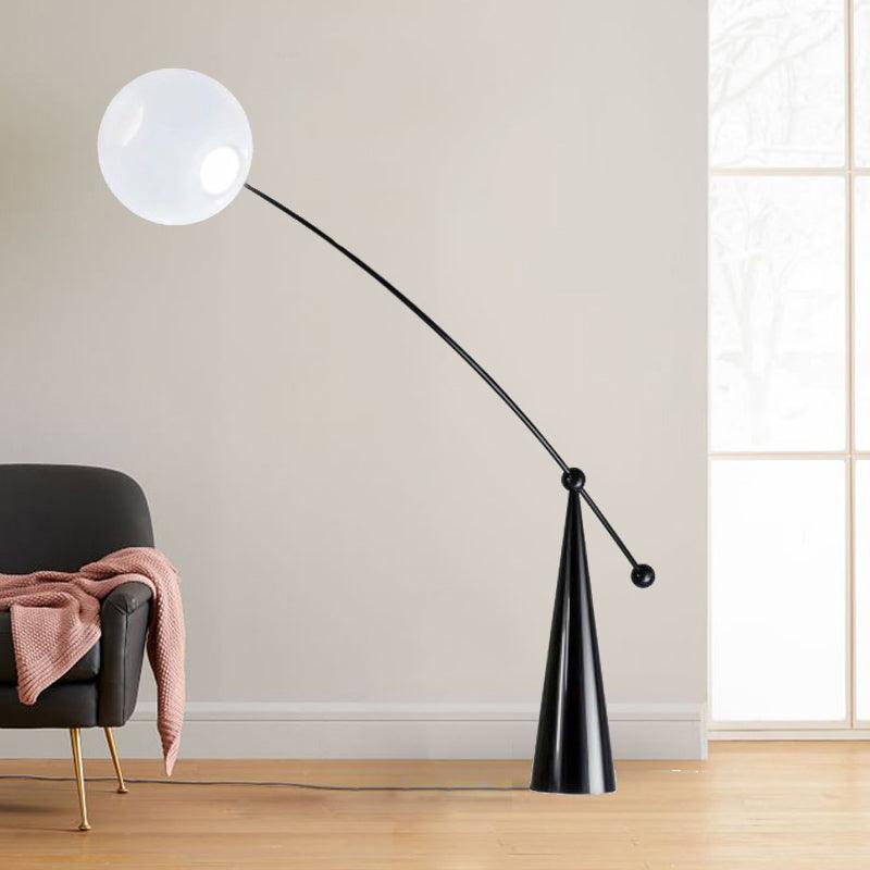 Opal Arc Floor Lamp with LED, Black Metal, Indoor Use