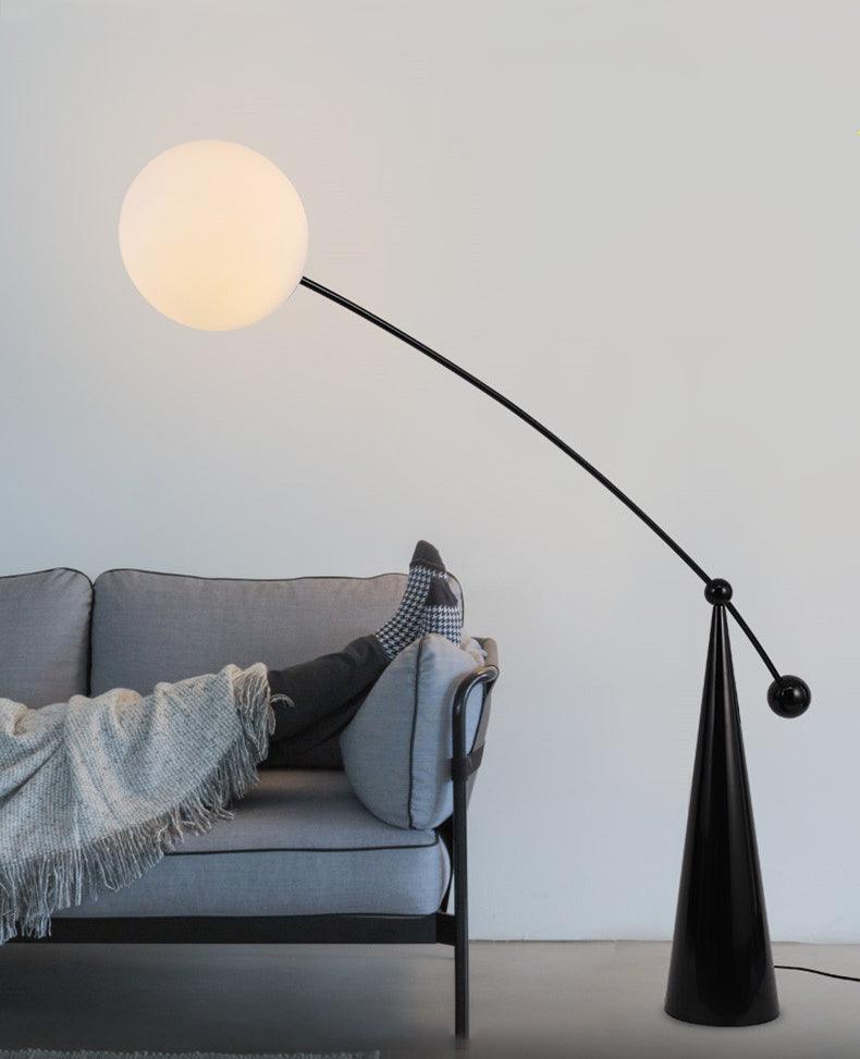 Opal Arc Floor Lamp with LED, Black Metal, Indoor Use