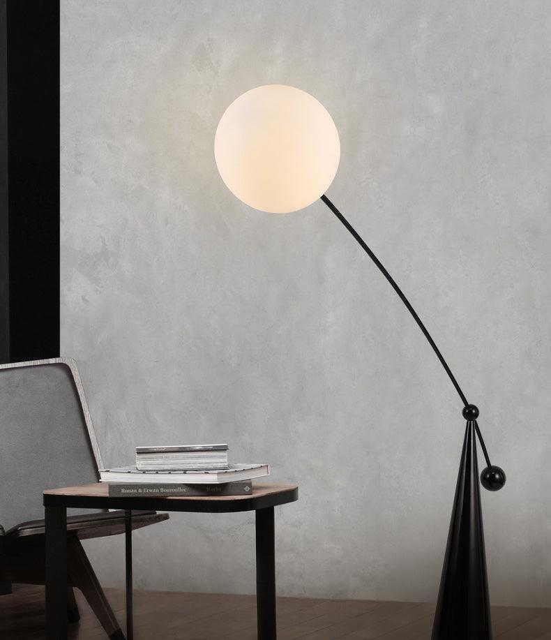 Opal Arc Floor Lamp with LED, Black Metal, Indoor Use