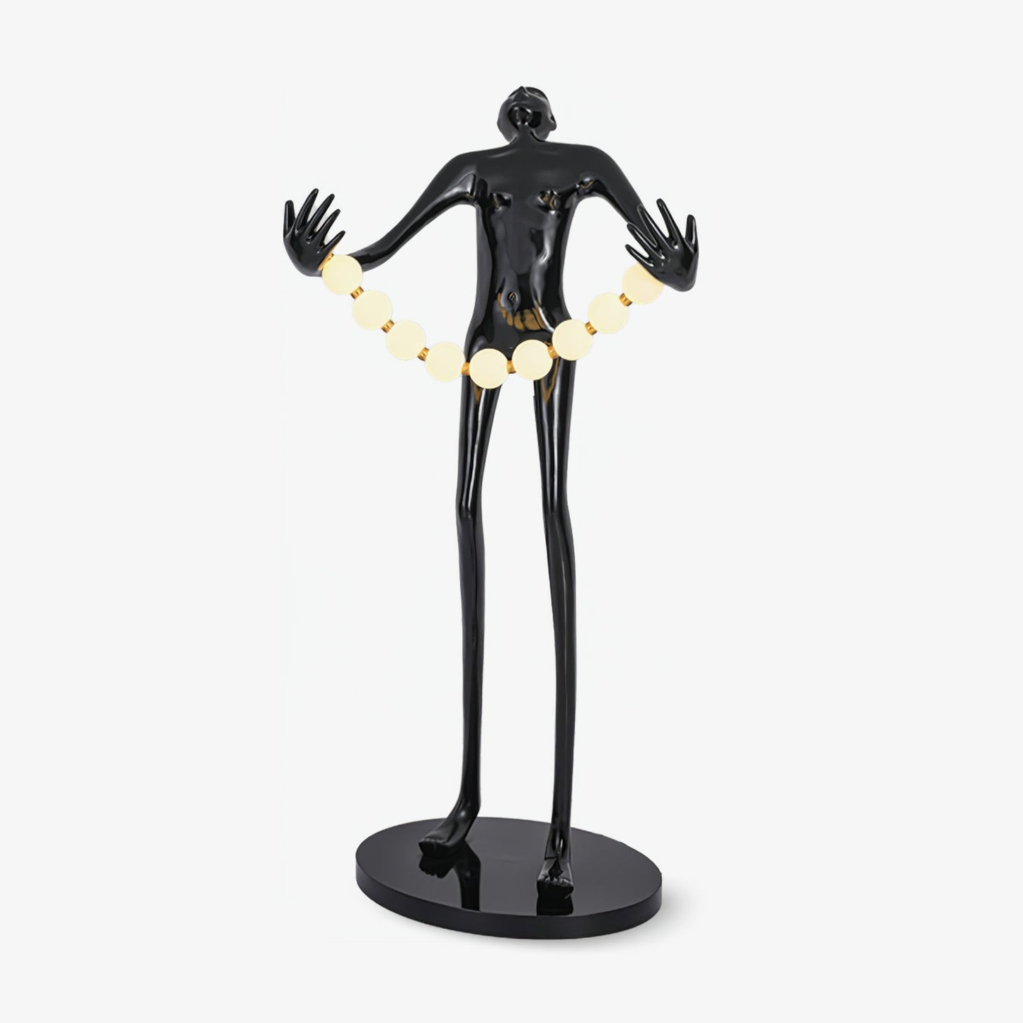 Orb Juggler Sculpture Floor Lamp with LED Light - Black