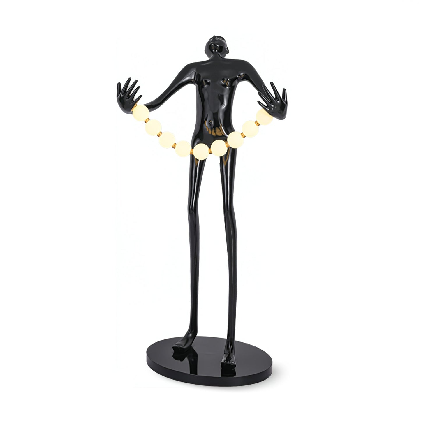 Orb Juggler Sculpture Floor Lamp with LED Light - Black