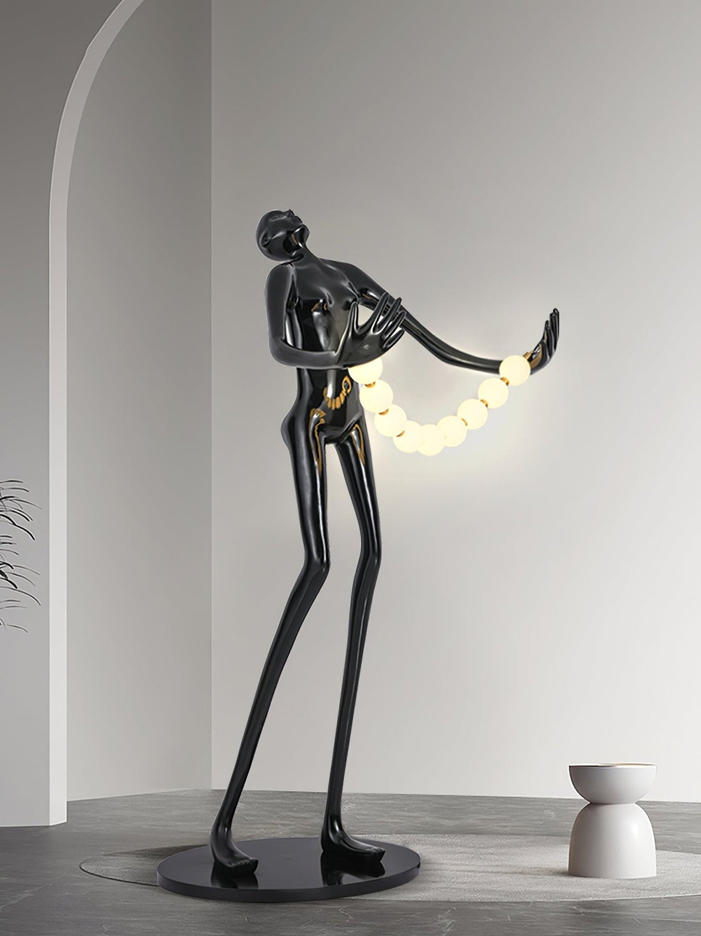 Orb Juggler Sculpture Floor Lamp with LED Light - Black