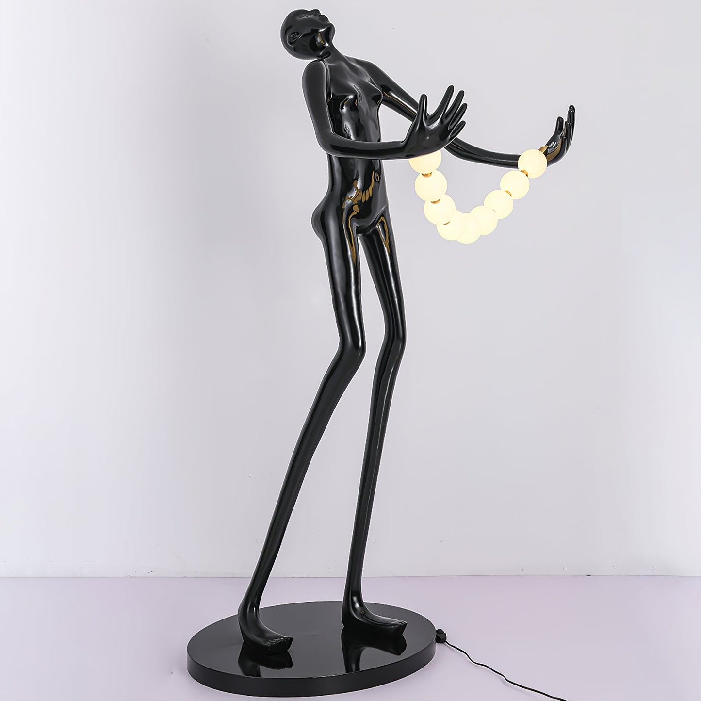 Orb Juggler Sculpture Floor Lamp with LED Light - Black