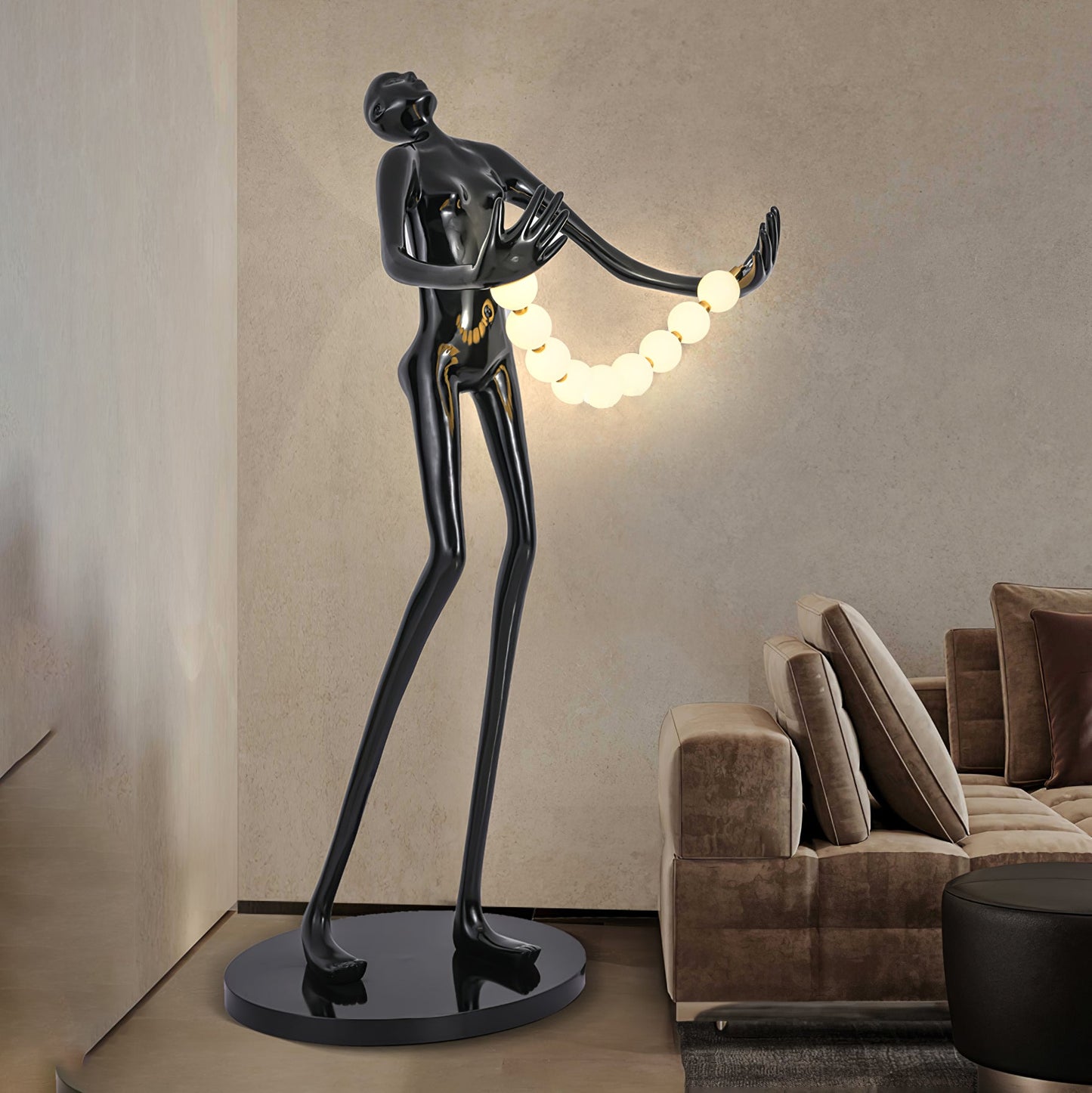 Orb Juggler Sculpture Floor Lamp with LED Light - Black