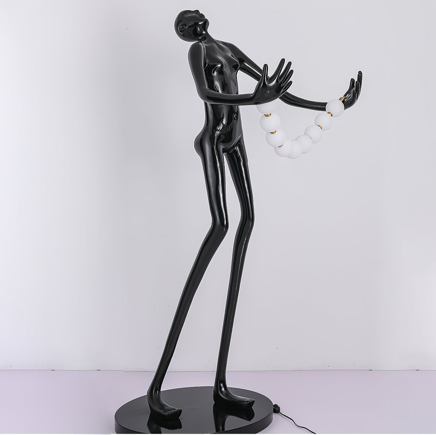 Orb Juggler Sculpture Floor Lamp with LED Light - Black