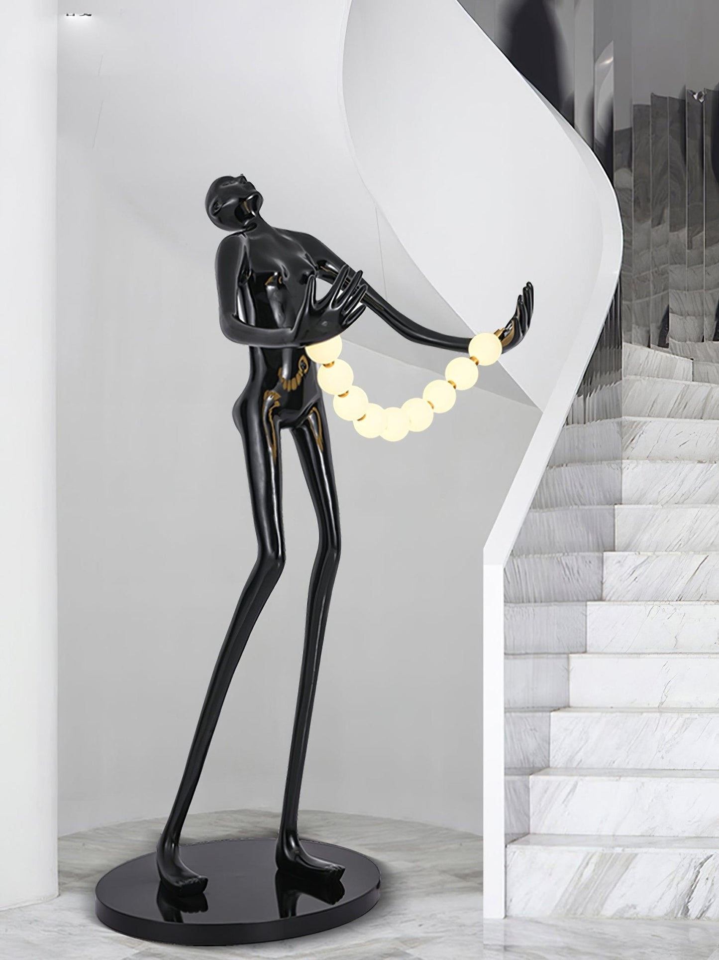 Orb Juggler Sculpture Floor Lamp with LED Light - Black