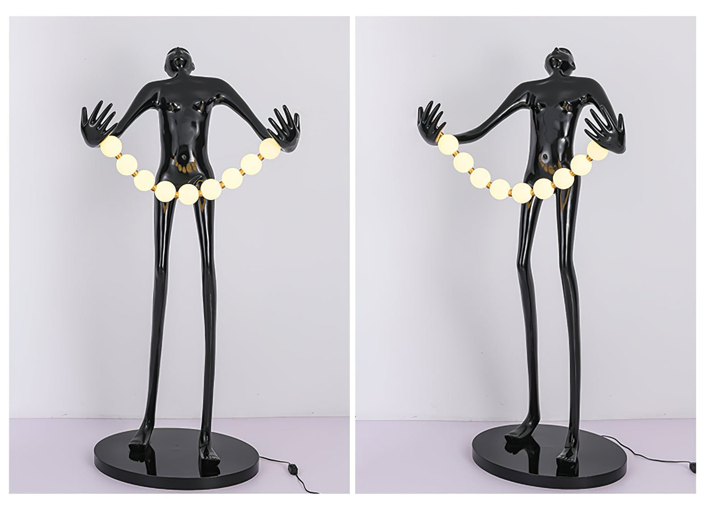 Orb Juggler Sculpture Floor Lamp with LED Light - Black