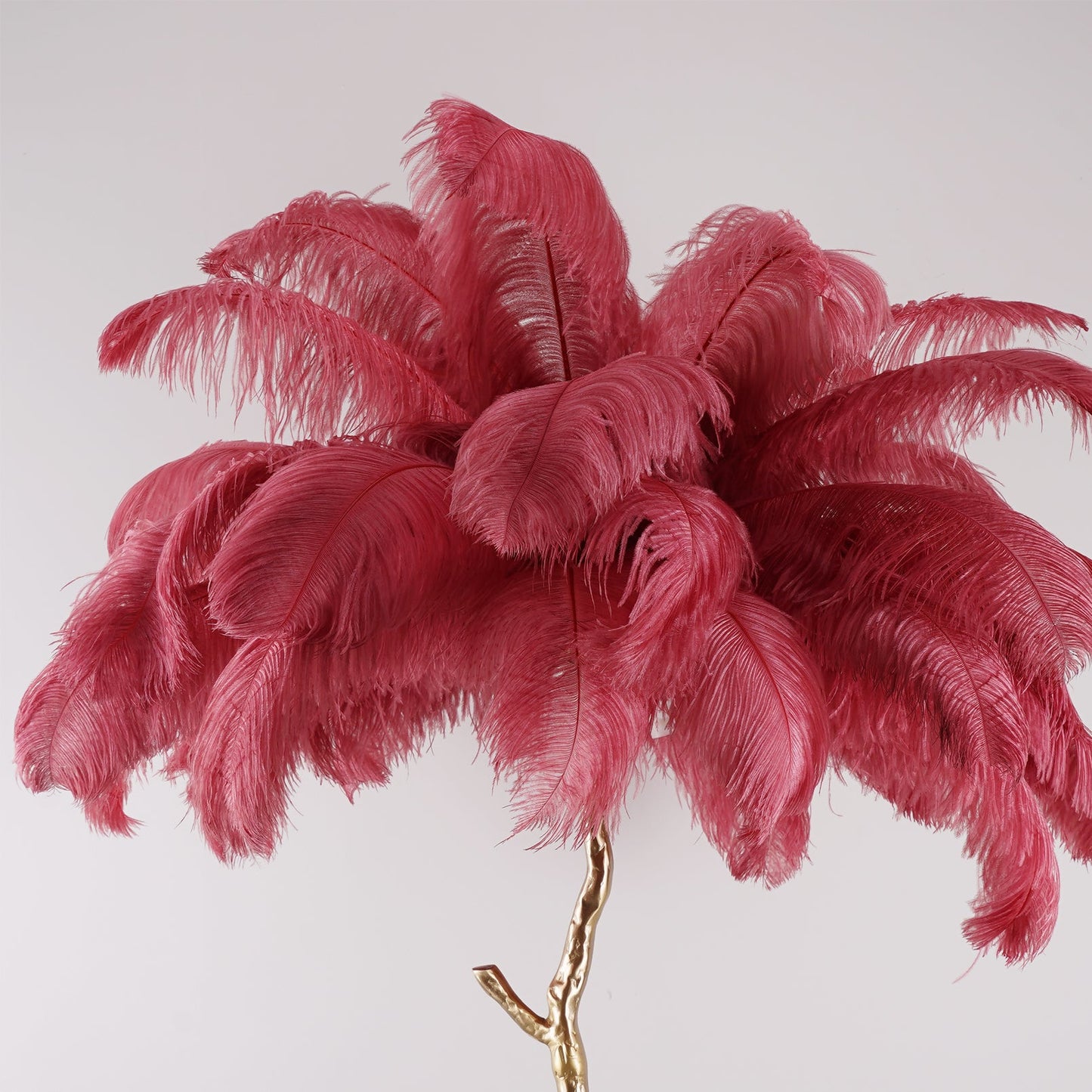 Ostrich Feather Brass Floor Lamp - Luxury Indoor Lighting