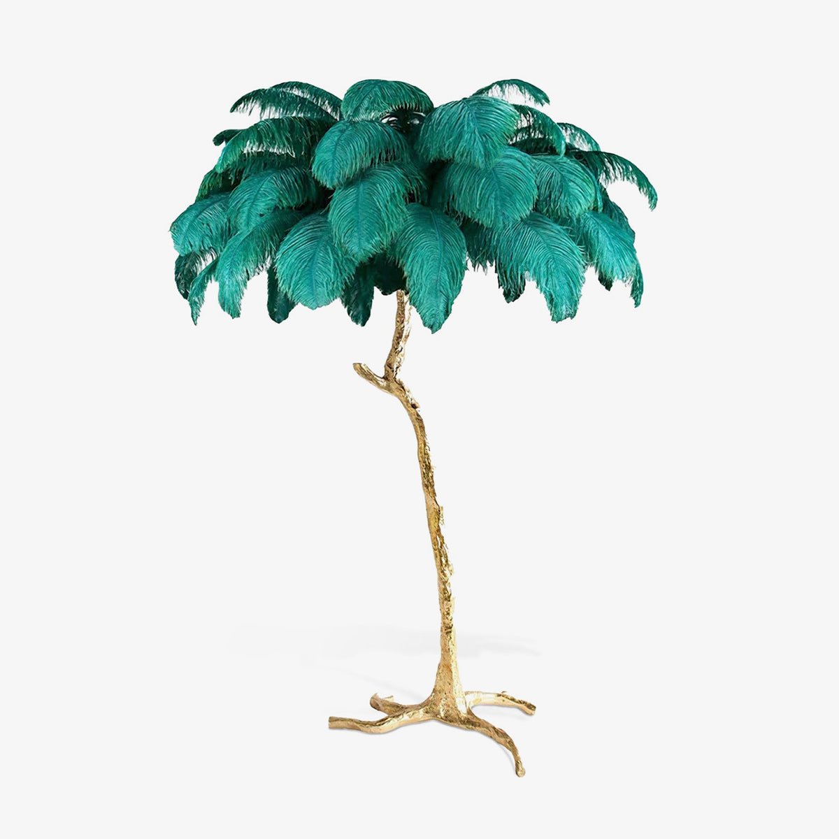 Ostrich Feather Brass Floor Lamp - Luxury Indoor Lighting