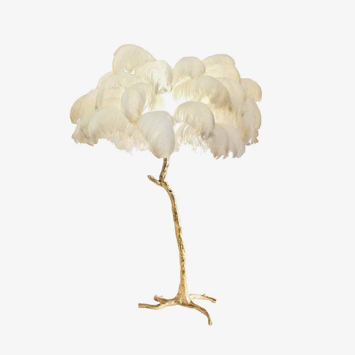 Ostrich Feather Brass Floor Lamp - Luxury Indoor Lighting