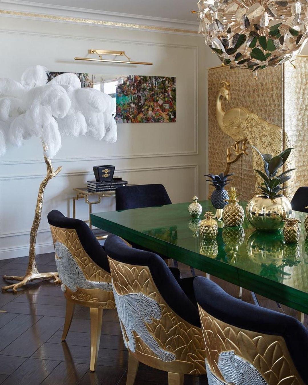Ostrich Feather Brass Floor Lamp - Luxury Indoor Lighting