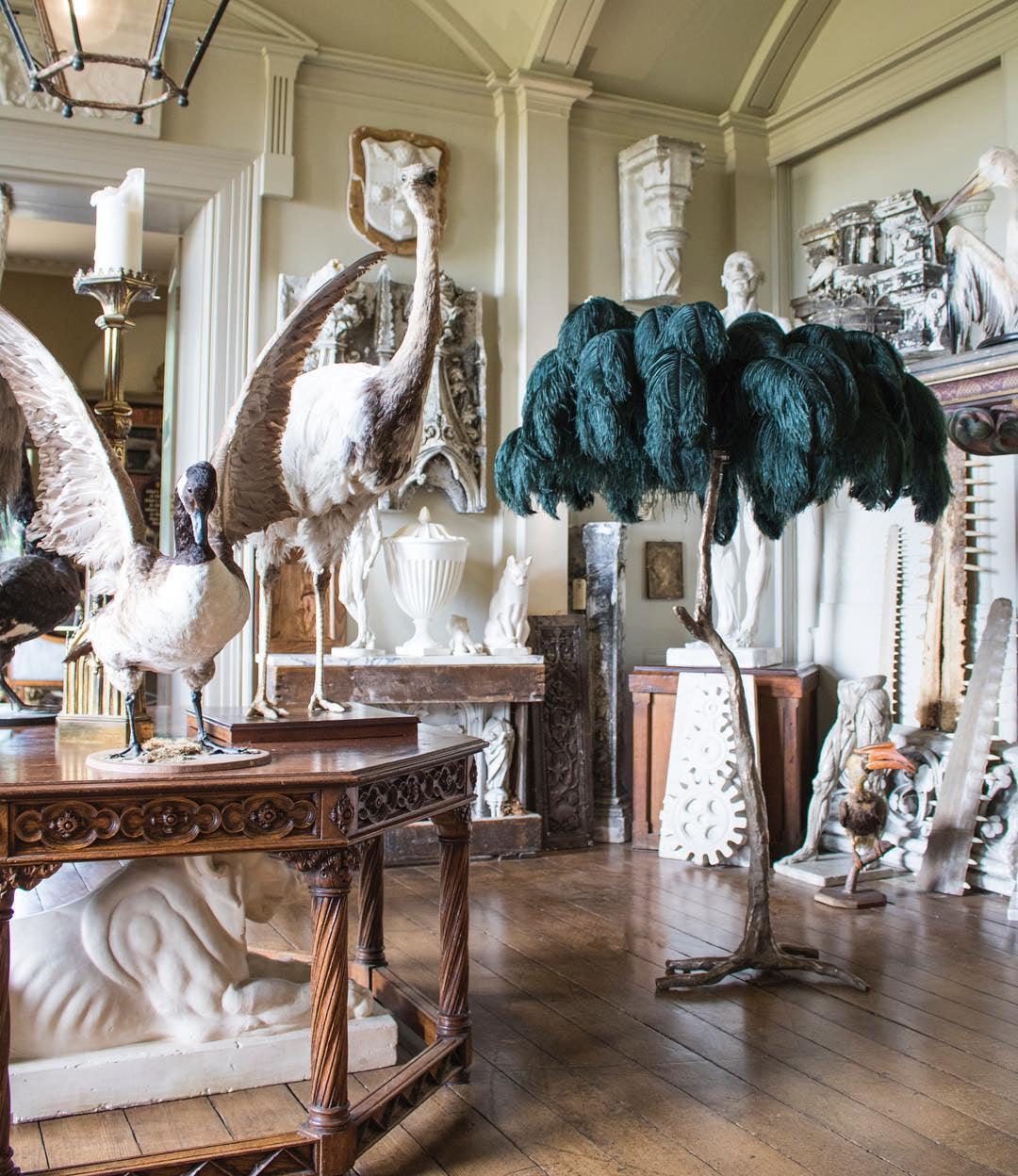 Ostrich Feather Brass Floor Lamp - Luxury Indoor Lighting