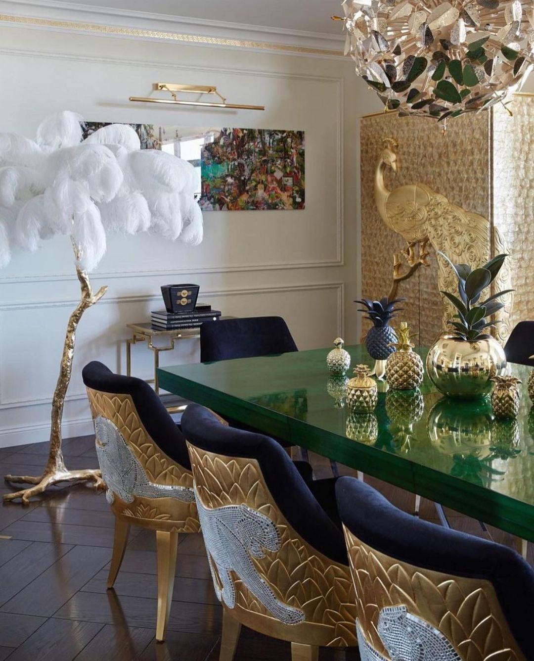 Ostrich Feather Brass Floor Lamp - Luxury Indoor Lighting