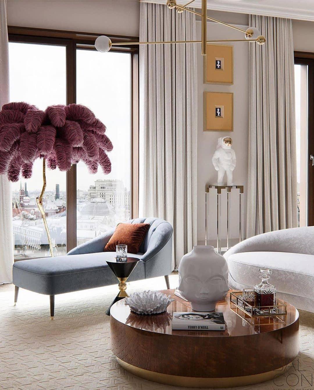 Ostrich Feather Brass Floor Lamp - Luxury Indoor Lighting