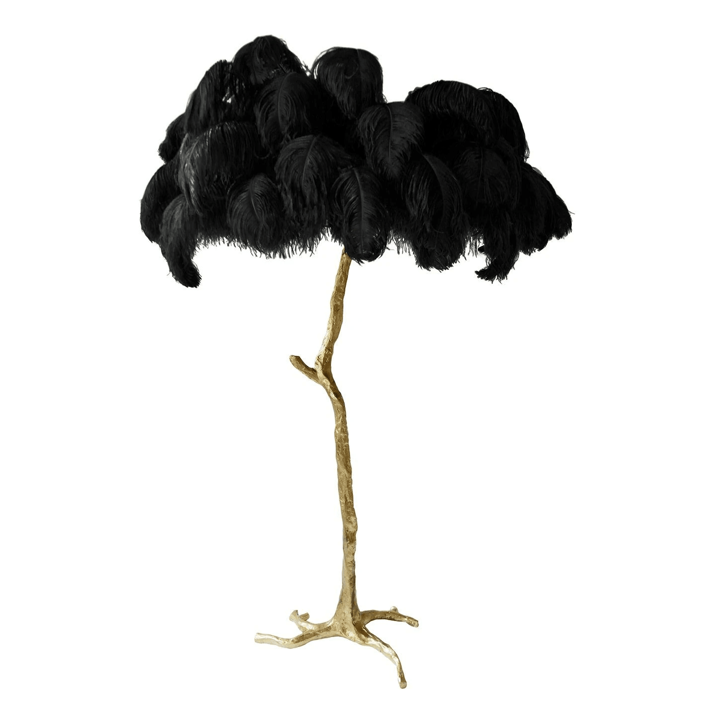 Ostrich Feather Brass Floor Lamp - Luxury Indoor Lighting
