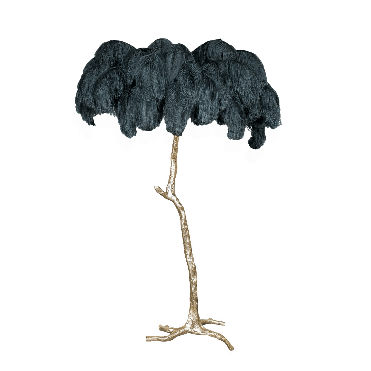 Ostrich Feather Brass Floor Lamp - Luxury Indoor Lighting