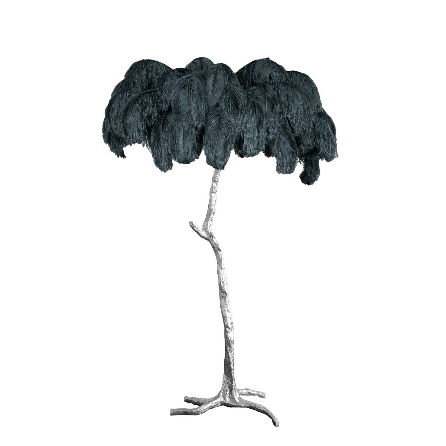 Ostrich Feather Brass Floor Lamp - Luxury Indoor Lighting