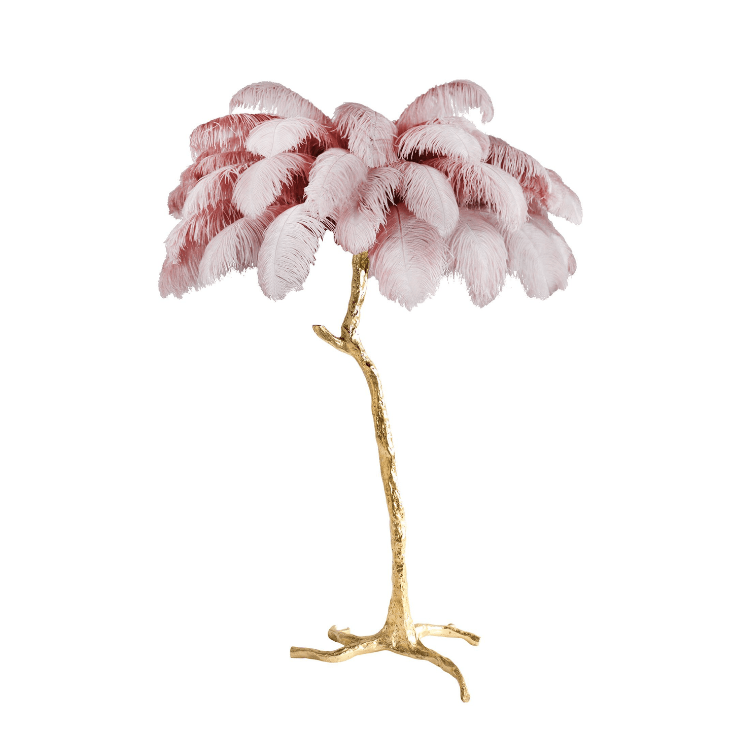 Ostrich Feather Brass Floor Lamp - Luxury Indoor Lighting