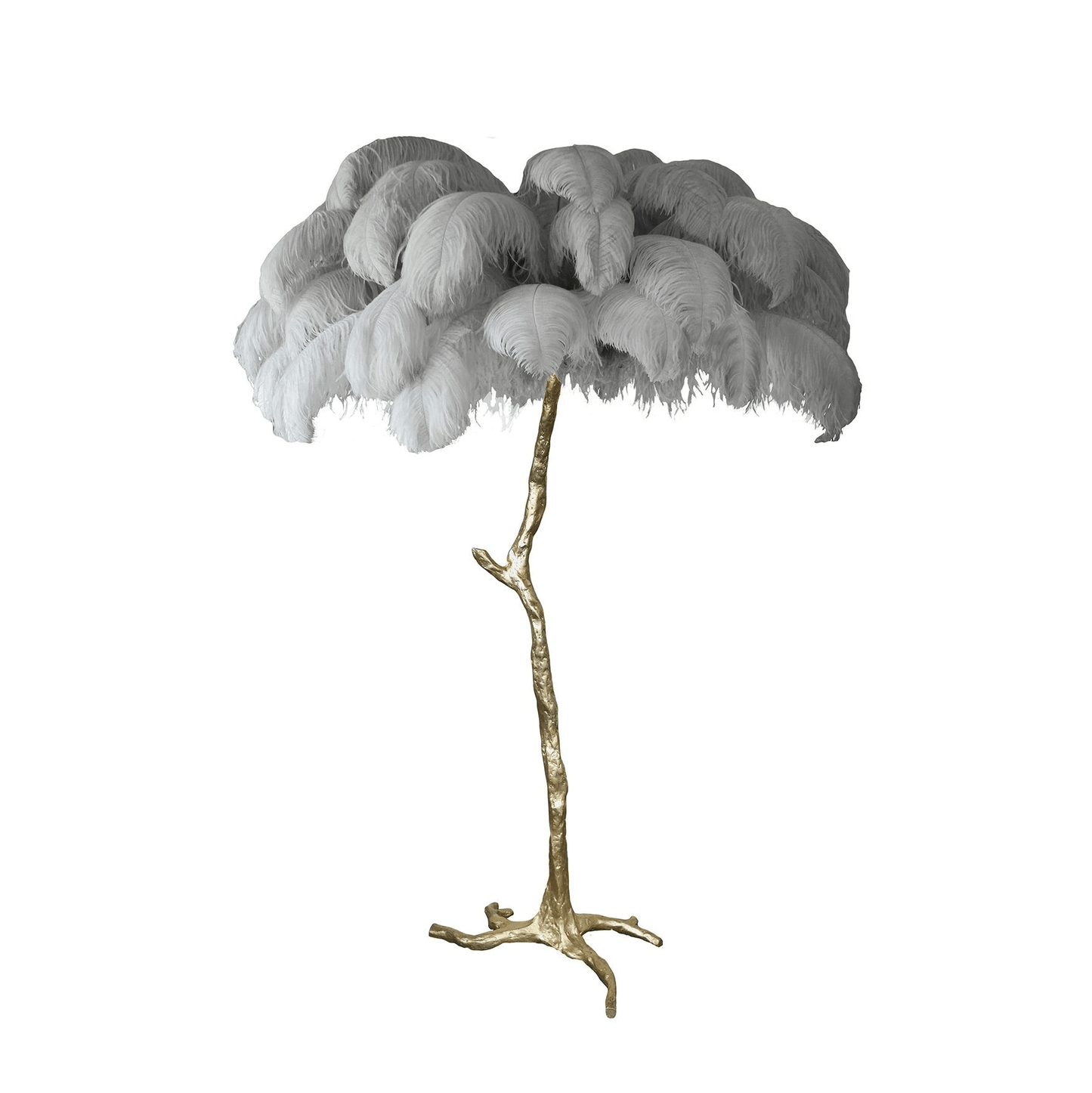 Ostrich Feather Brass Floor Lamp - Luxury Indoor Lighting