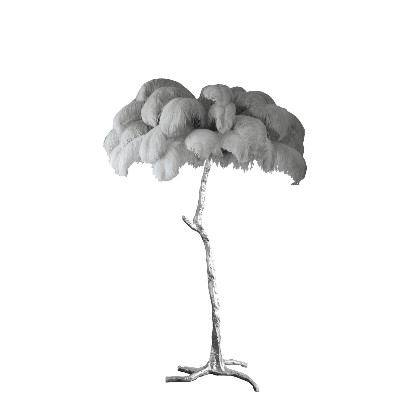 Ostrich Feather Brass Floor Lamp - Luxury Indoor Lighting