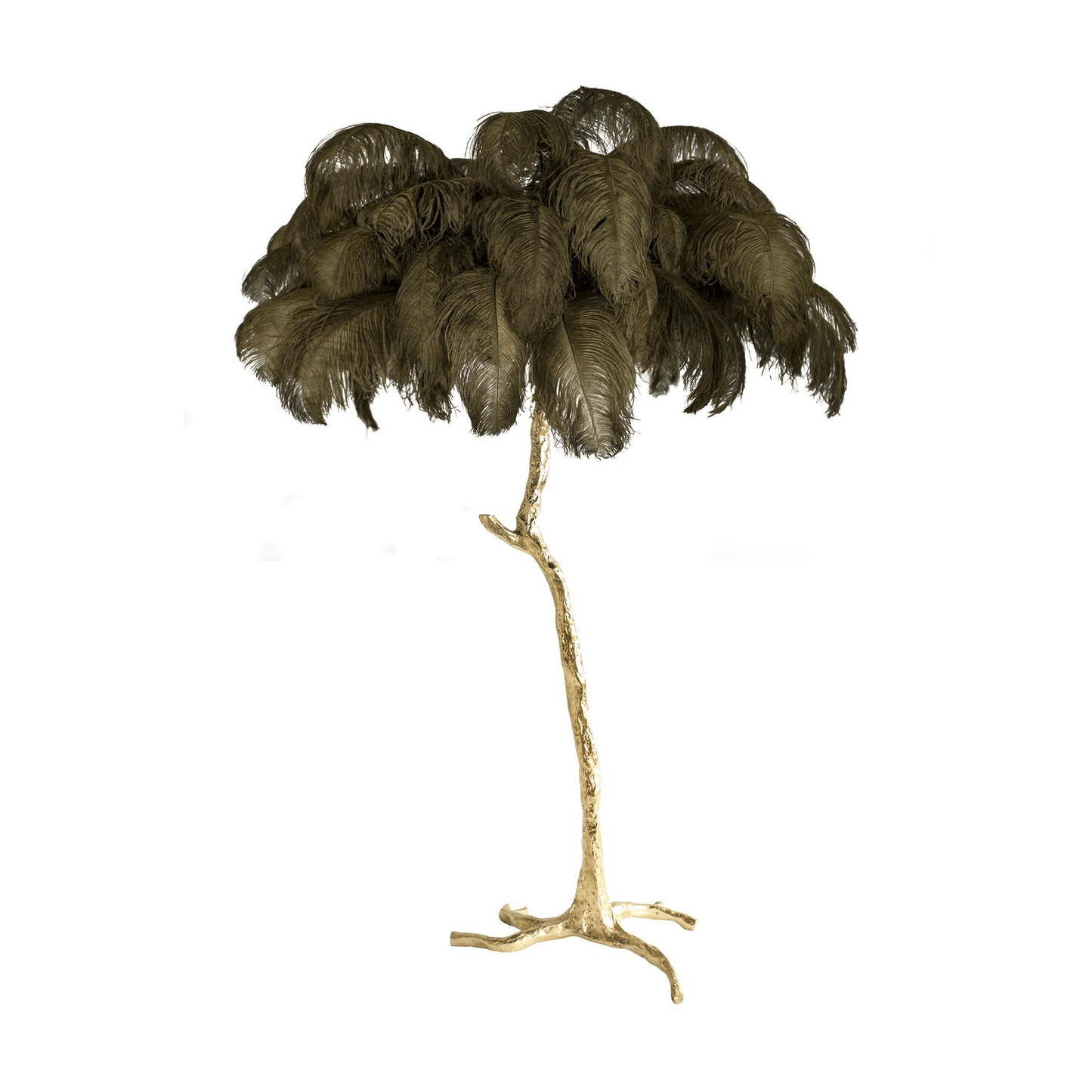 Ostrich Feather Brass Floor Lamp - Luxury Indoor Lighting