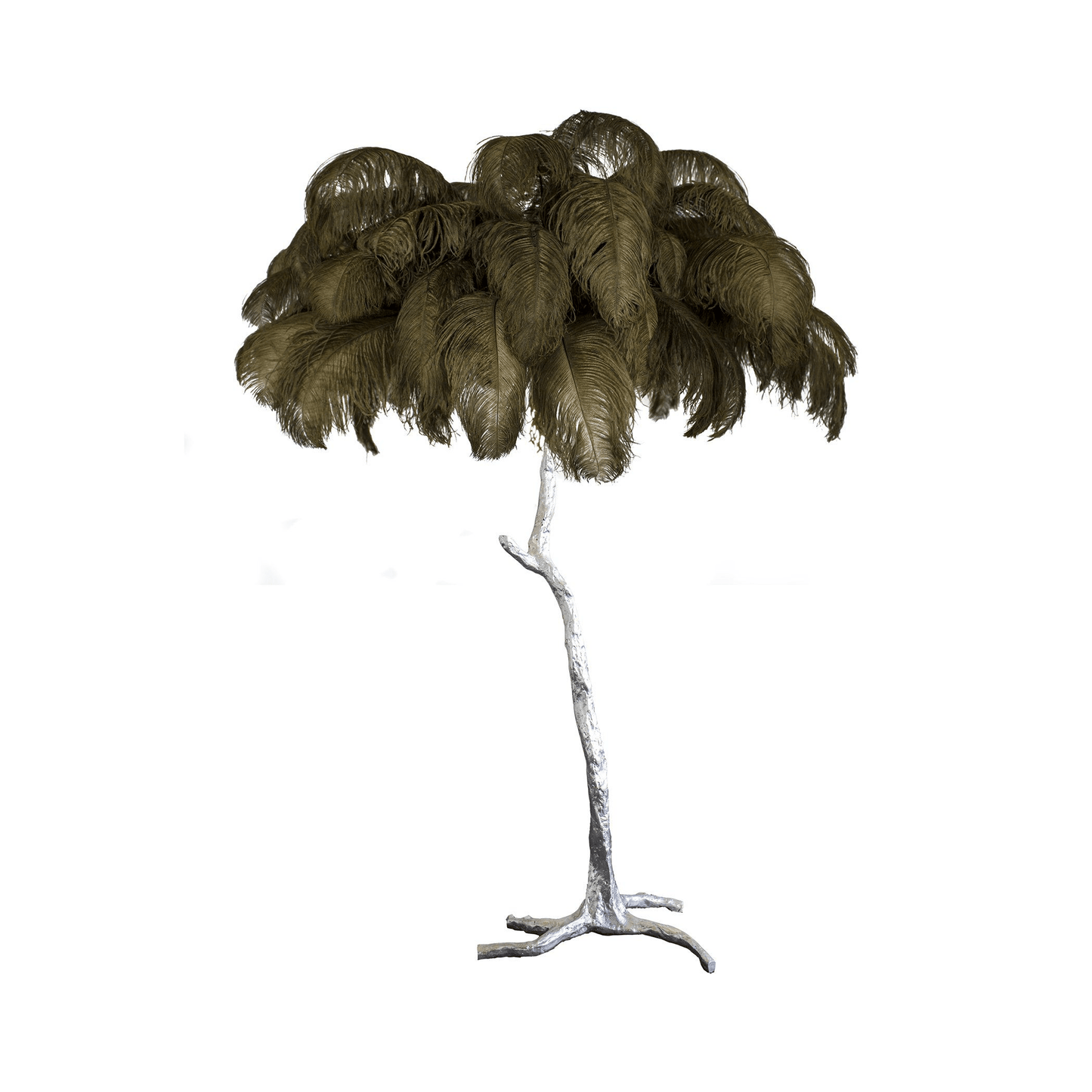 Ostrich Feather Brass Floor Lamp - Luxury Indoor Lighting