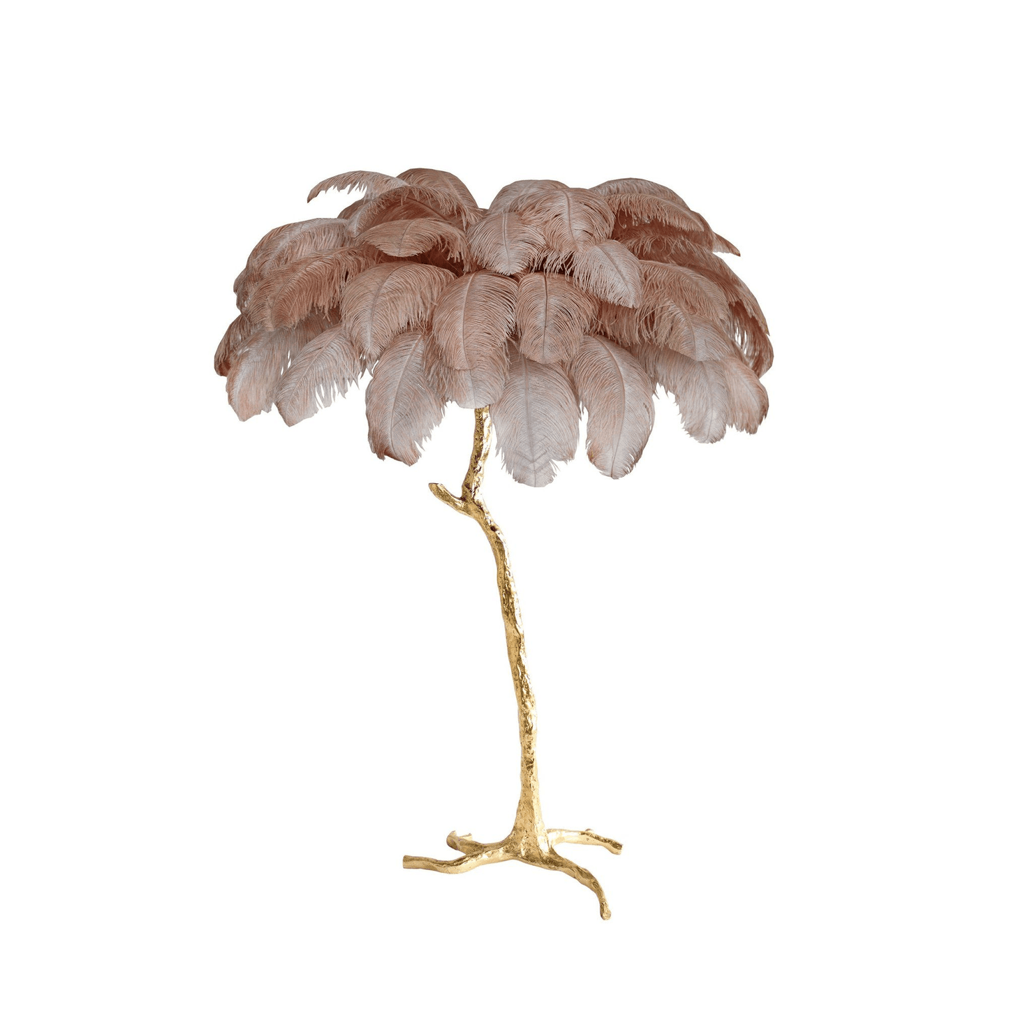 Ostrich Feather Brass Floor Lamp - Luxury Indoor Lighting