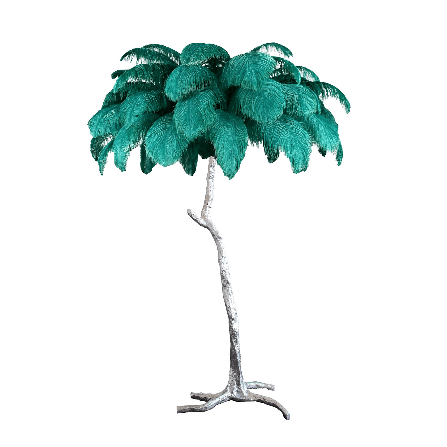 Ostrich Feather Brass Floor Lamp - Luxury Indoor Lighting
