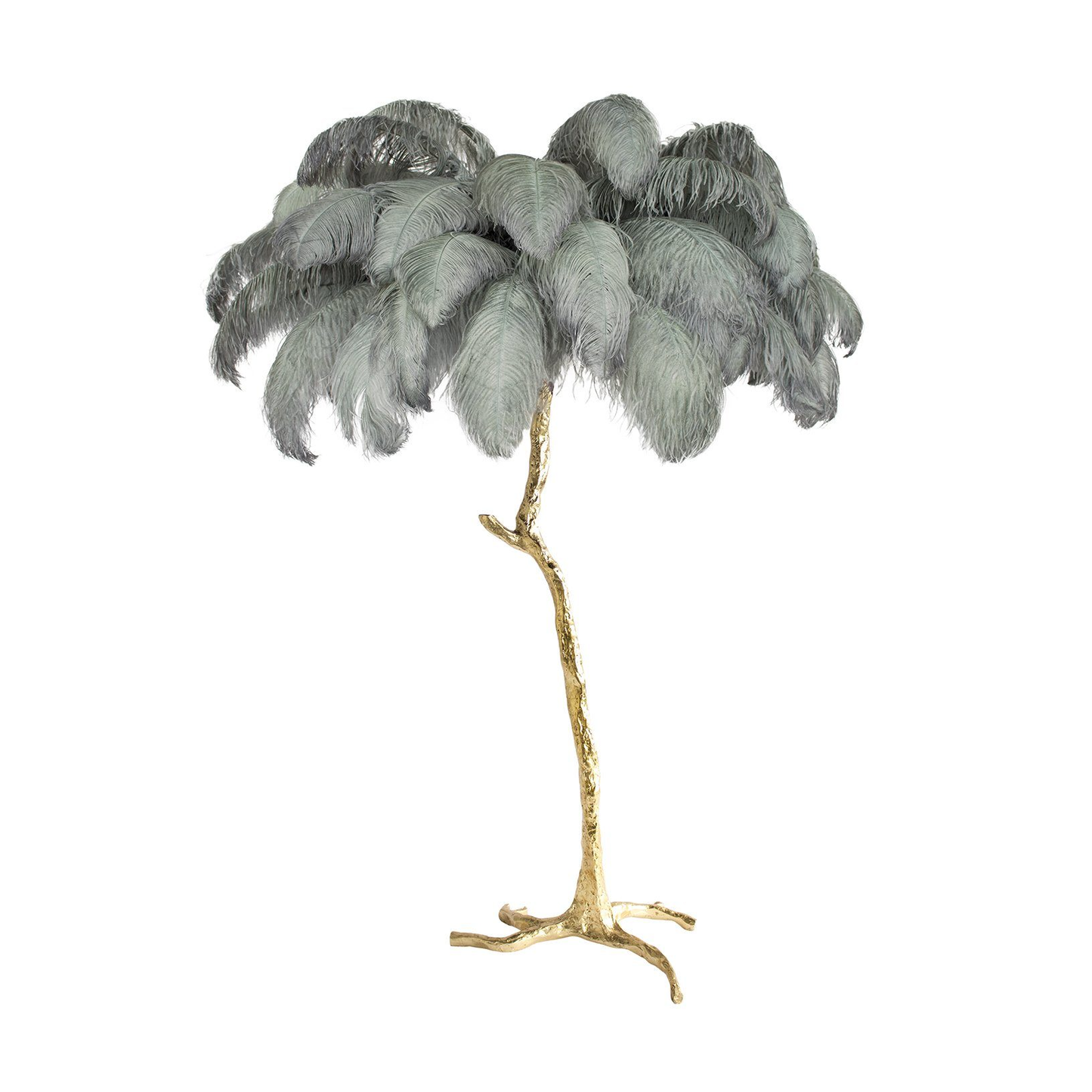 Ostrich Feather Brass Floor Lamp - Luxury Indoor Lighting
