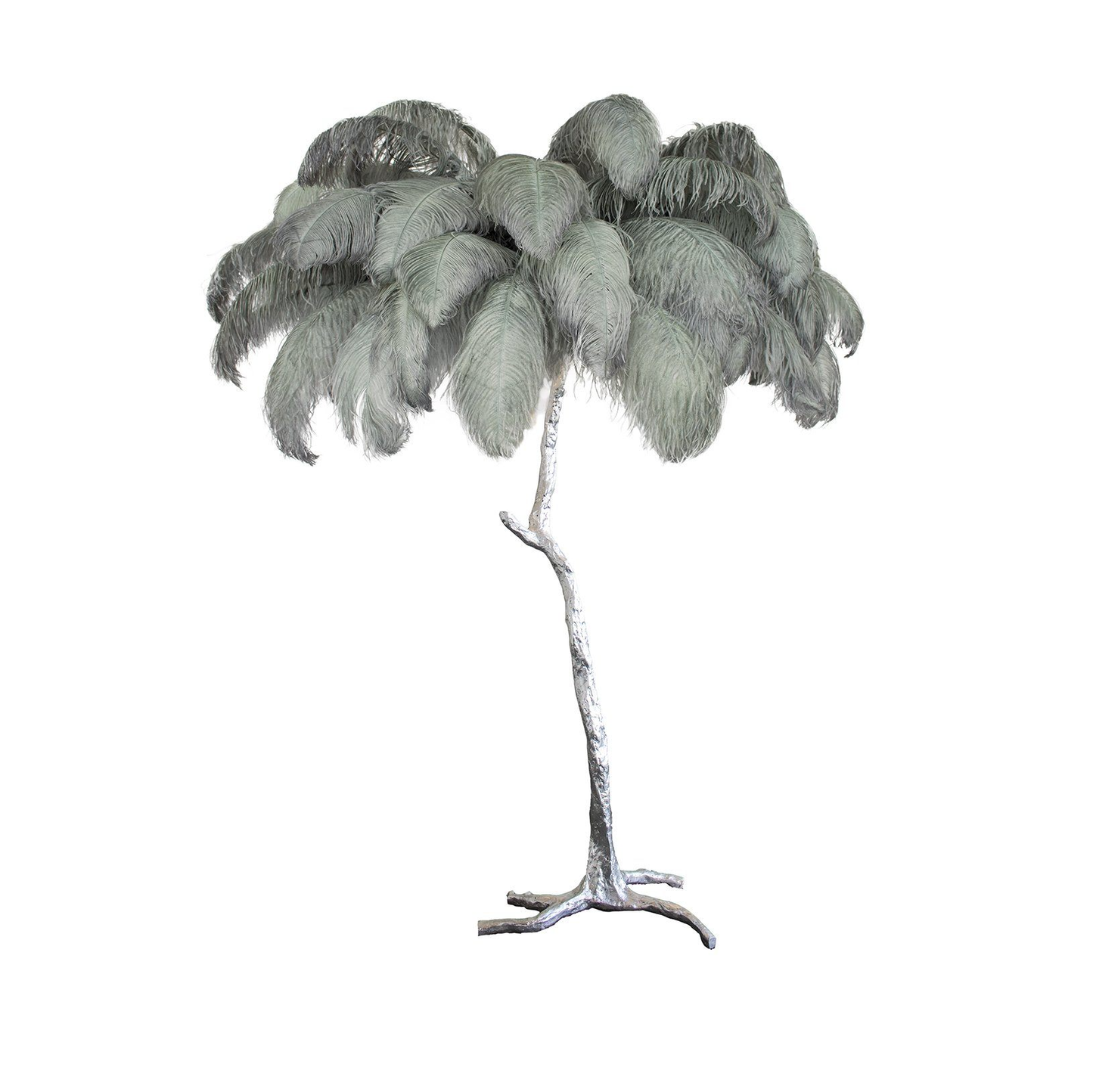 Ostrich Feather Brass Floor Lamp - Luxury Indoor Lighting
