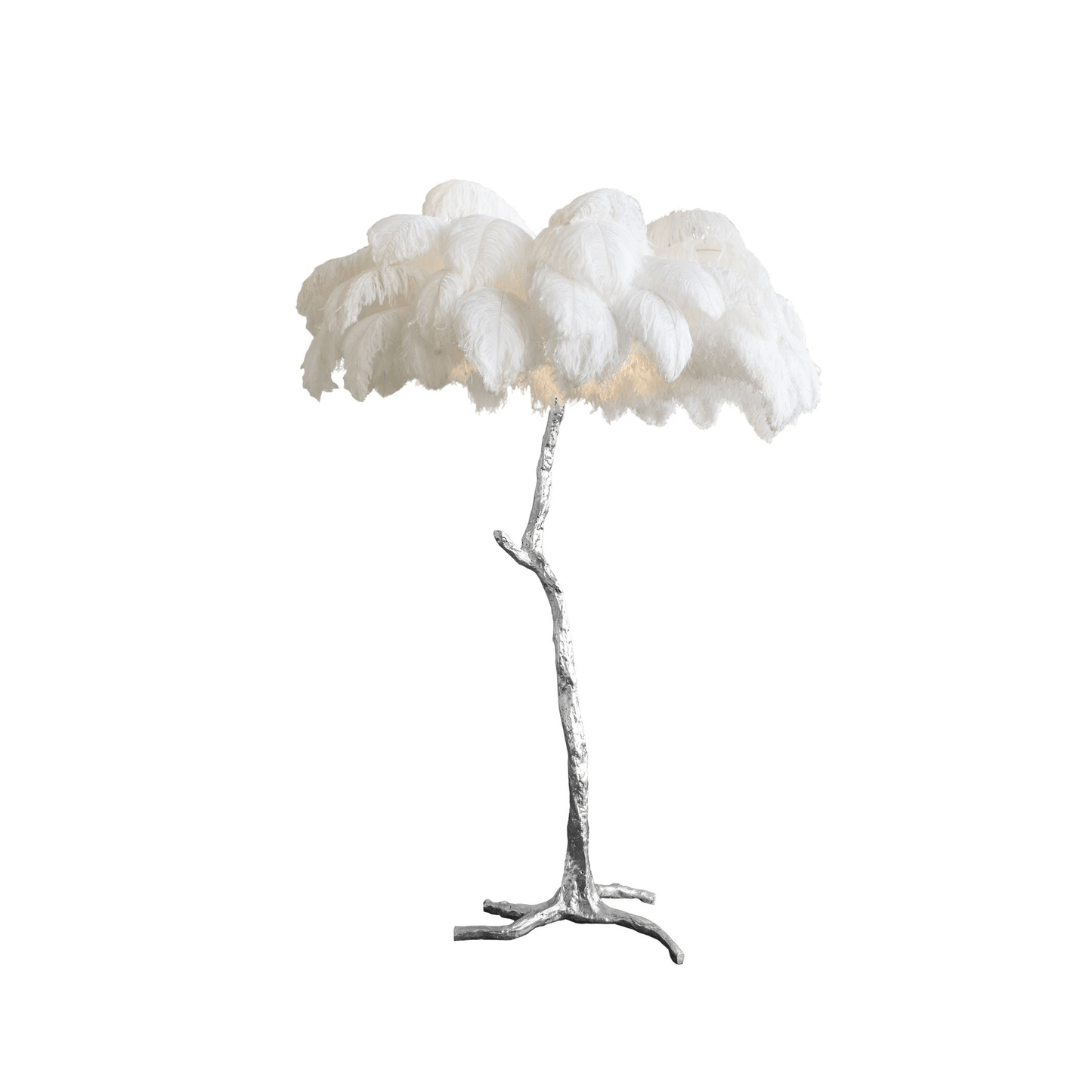Ostrich Feather Brass Floor Lamp - Luxury Indoor Lighting