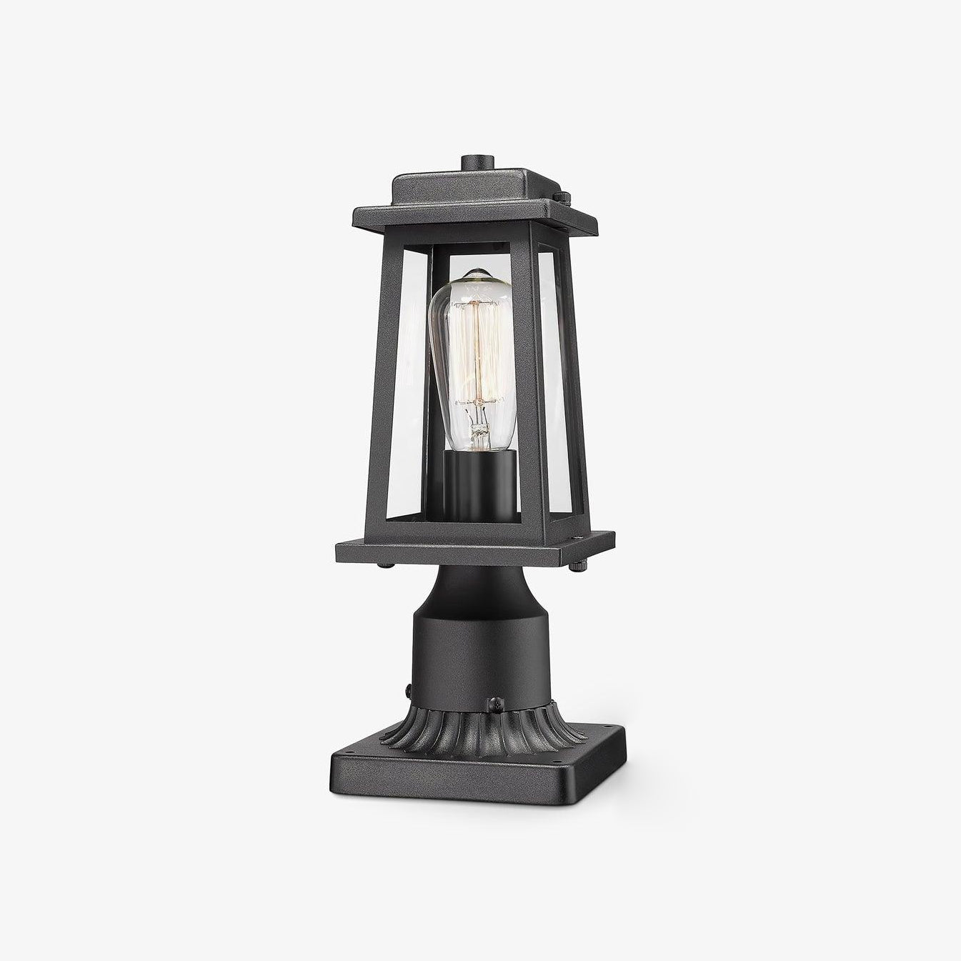 Outdoor Lantern Post Lights - Black Metal, LED, Waterproof