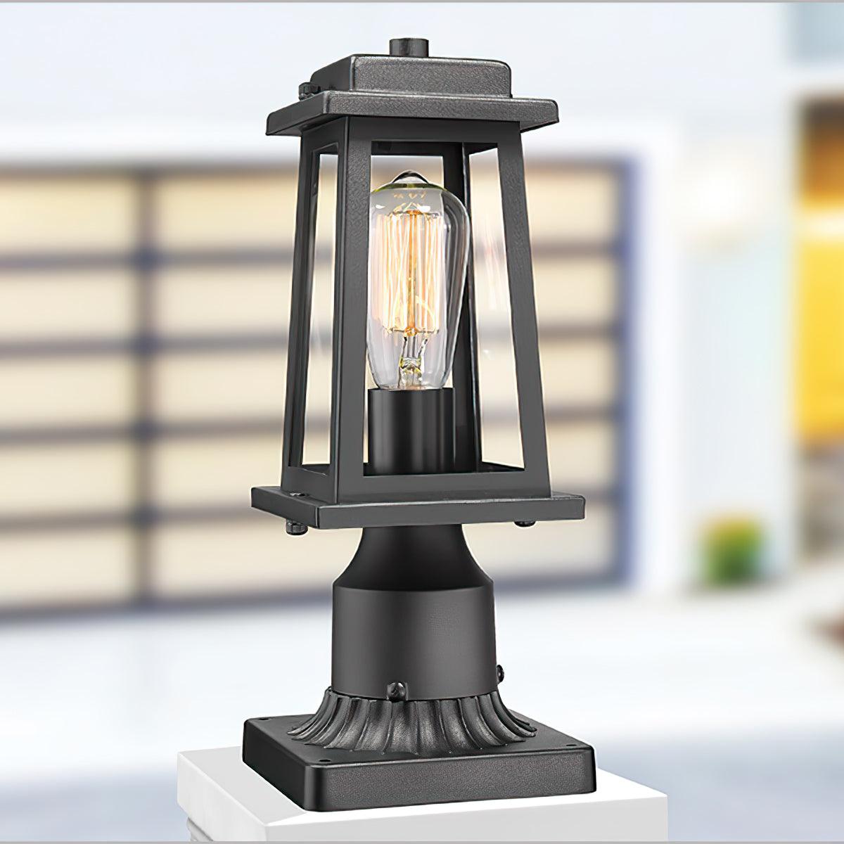 Outdoor Lantern Post Lights - Black Metal, LED, Waterproof