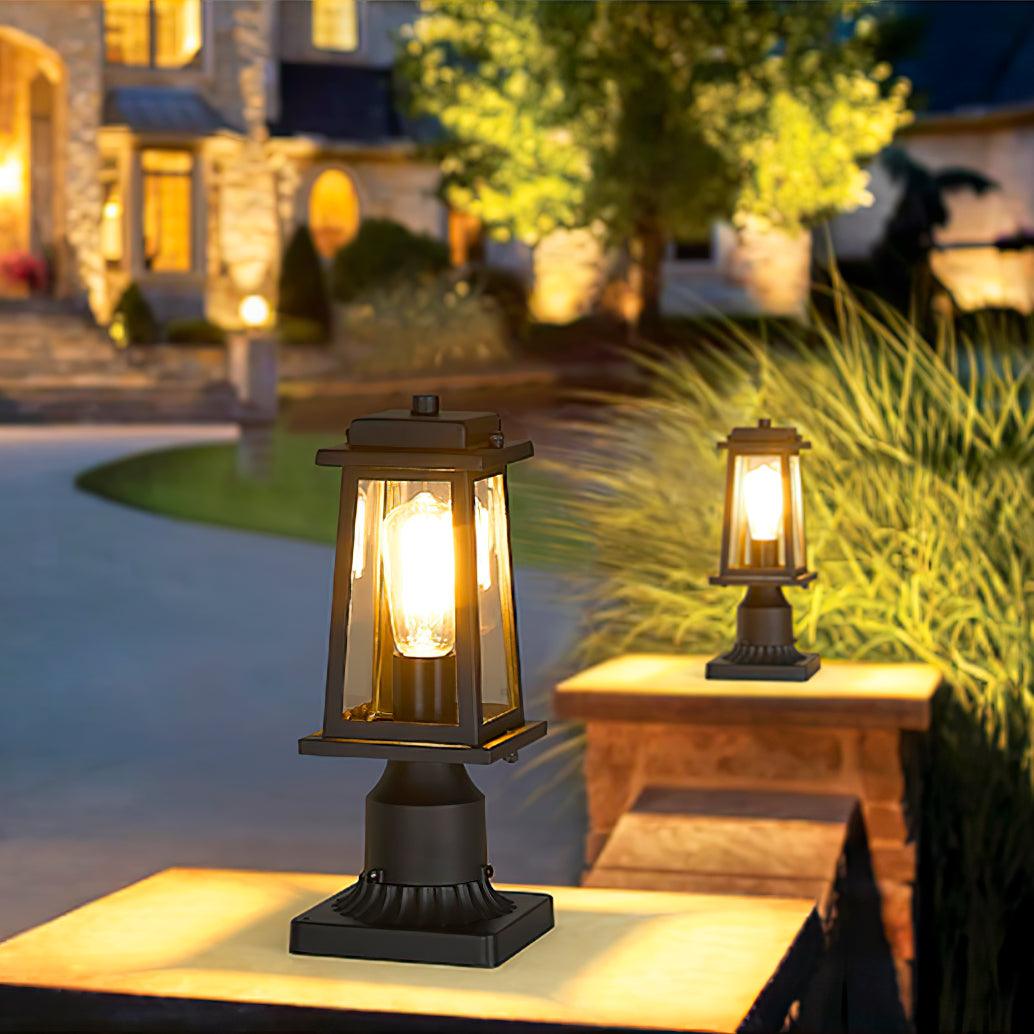 Outdoor Lantern Post Lights - Black Metal, LED, Waterproof