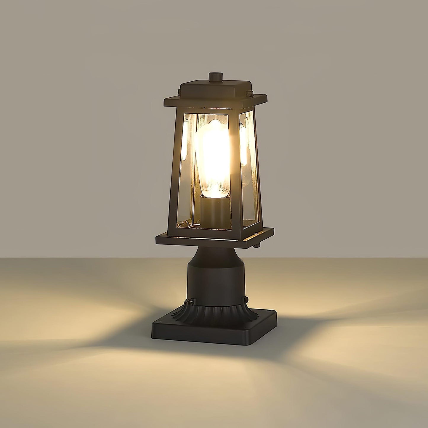 Outdoor Lantern Post Lights - Black Metal, LED, Waterproof